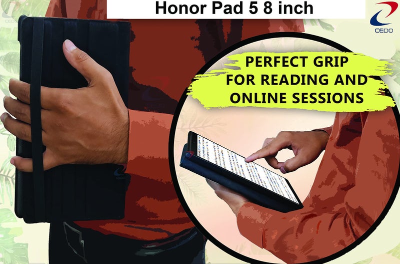 CEDO Honor Pad 5 (8 inch) Flip Cover | Leather Finish | 360 Degree Rotate Back Cover | Shockproof Back Cover Case for Honor Pad 5 (8 inch) (Rel-2019) (Black) - Image 4