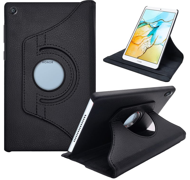 CEDO Honor Pad 5 (8 inch) Flip Cover | Leather Finish | 360 Degree Rotate Back Cover | Shockproof Back Cover Case for Honor Pad 5 (8 inch) (Rel-2019) (Black) - Image 1