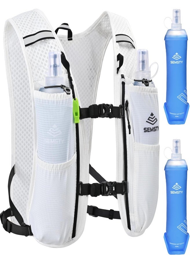 SEMSTY Running Vest for Women Men, 5L Hydration Vest with Dual 500ml Soft Flask, Lightweight Water Backpack, Adjustable Chest Straps Hydration Backpack for Running Cycling Hiking - Image 1