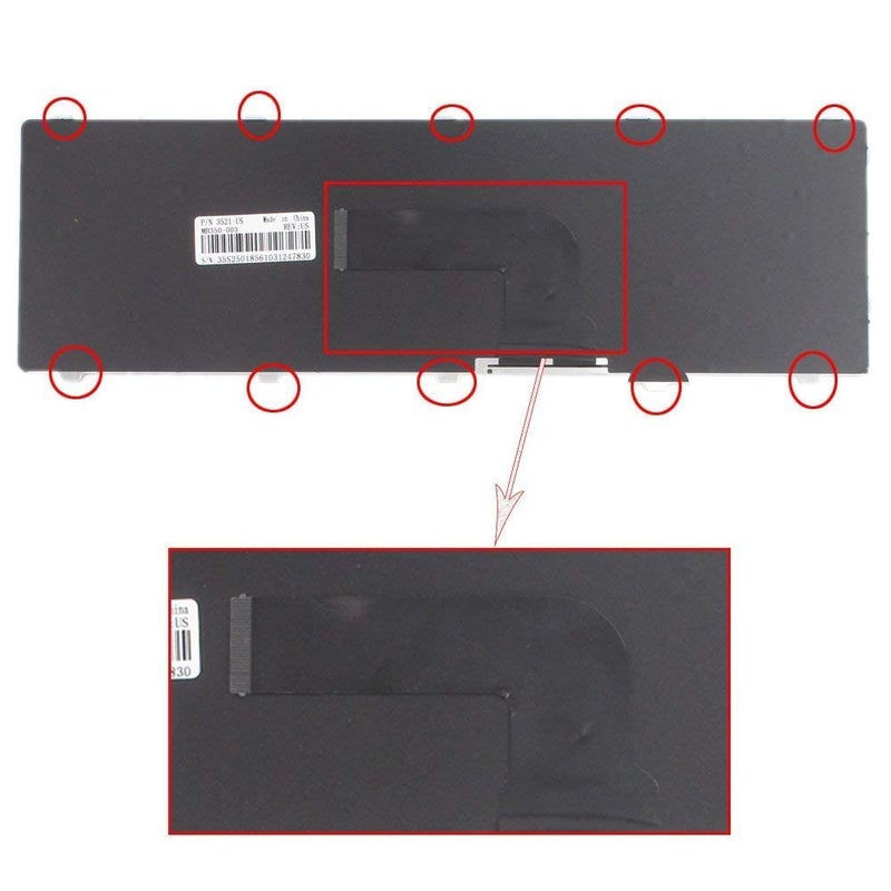 Wistar لوحة مفاتيح لابتوب متوافقة مع ديل إنسبيرون 15 3521 3537 15R 5521 5537 15R سلسلة لاتيتيود 3540 (أسود) - Image 4