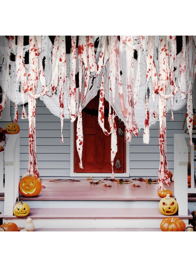 TAPIT 2 PCS of Halloween Door Curtains - 32.8FT Blood Handprint Doorway Decoration - Horror Curtain Fabric for Halloween Party Haunted House Decorations. Suitable for Porches Doorways Patios Outdoor And Indoor Decorations. - Image 1