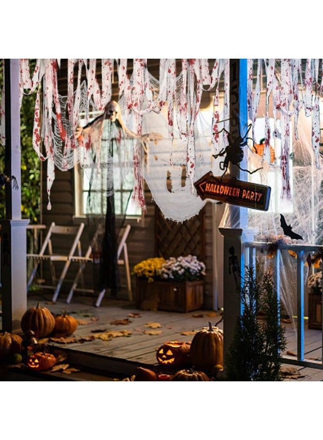 TAPIT 2 PCS of Halloween Door Curtains - 32.8FT Blood Handprint Doorway Decoration - Horror Curtain Fabric for Halloween Party Haunted House Decorations. Suitable for Porches Doorways Patios Outdoor And Indoor Decorations. - Image 3