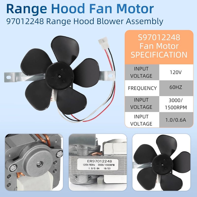 Fetechmate S97012248 97012248 Range Hood Fan Motor by Compatible with B-roan Nu-Tone Stove Range Hood 97012248 BP17 Fan Motor Replaces BP17 AP4527731 99080492 97005161 99080533 99080410 99080363 - Image 4