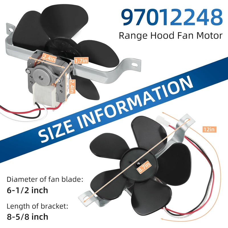 Fetechmate S97012248 97012248 Range Hood Fan Motor by Compatible with B-roan Nu-Tone Stove Range Hood 97012248 BP17 Fan Motor Replaces BP17 AP4527731 99080492 97005161 99080533 99080410 99080363 - Image 2