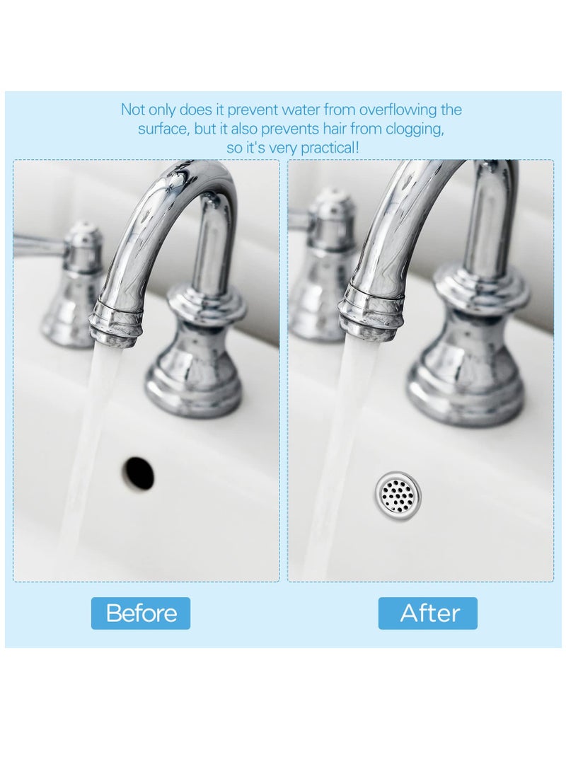 Sink Overflow Ring, Kitchen Bathroom Sink Hole Round Overflow Cover Basin Trim Overflow Drain Cap Cover Insert in Hole Spares, 30mm Silver (4 Pieces Mesh-Type)  - Image 4