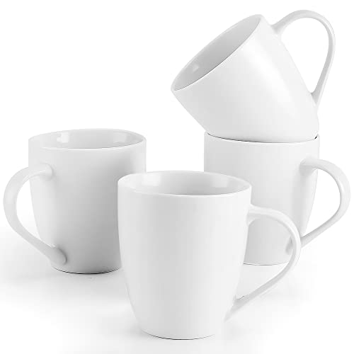 Mfacoy White Coffee Mugs Set of 4 16 Ounce Mug with Handles Ceramic Coffee Cups Porcelain Mugs Sets Large Coffee Mugs for Coffee Tea Hot Cocoa Milk Microwave and Dishwasher Safe