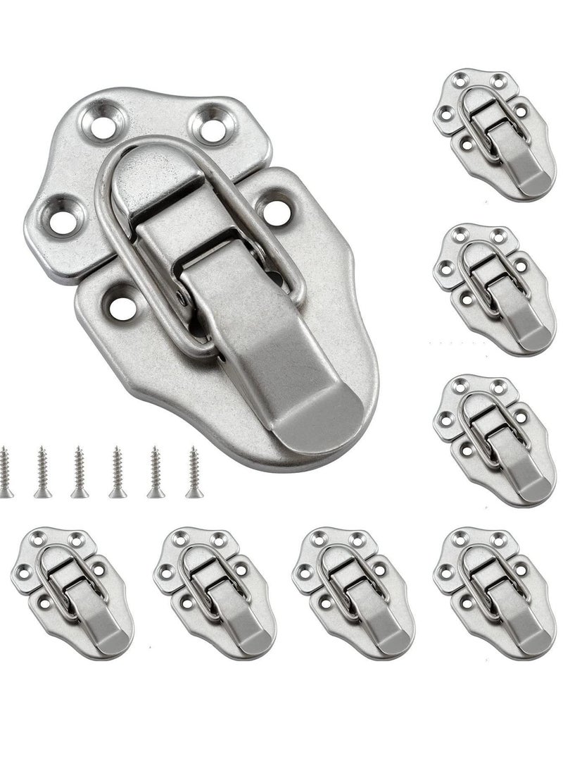 Y&D 8 Pack Duckbilled Hasp Latch Chest Toggle Latches with Screws for Jewelry Box Ordinary Wooden Case Furniture Decoration Satin Nickel Finish  - Image 1