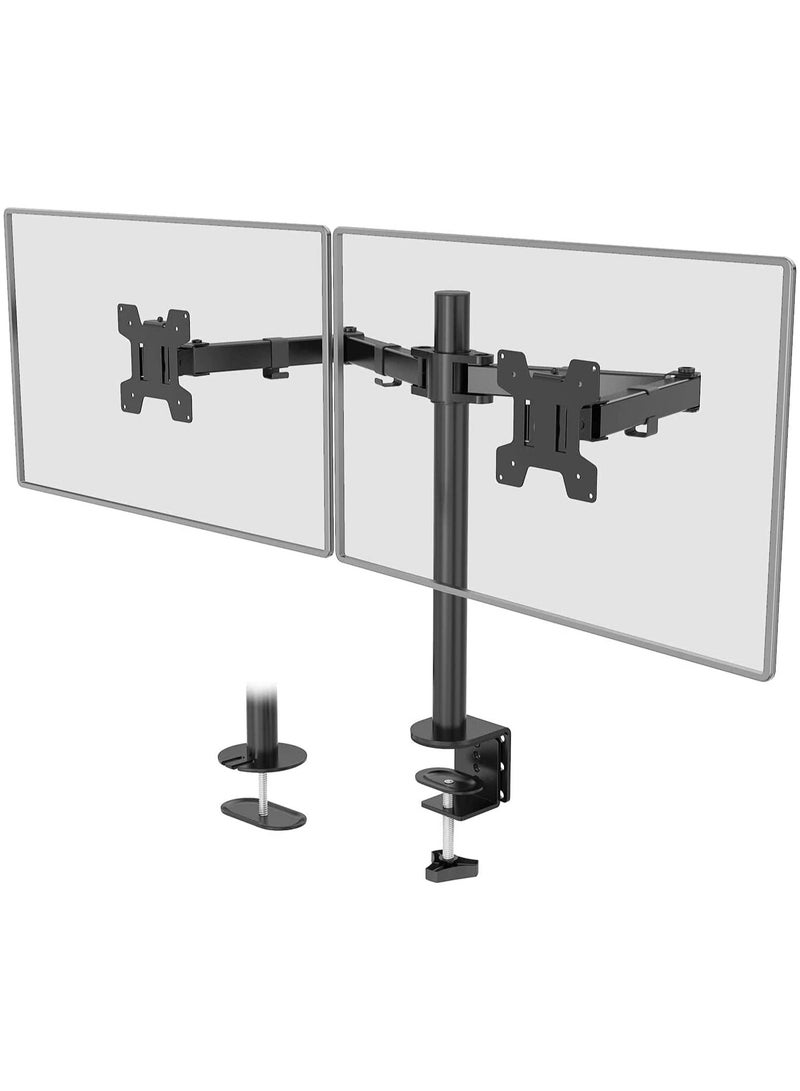 Dreamstar 13-27" Dual Monitor Stand Mount, Heavy-Duty Fully Adjustable Desk Clamp Arms for Computer Screens, Loads up to 17.6lbs per arm w/Swivel and Tilt, 75/100mm VESA, Black - Image 2