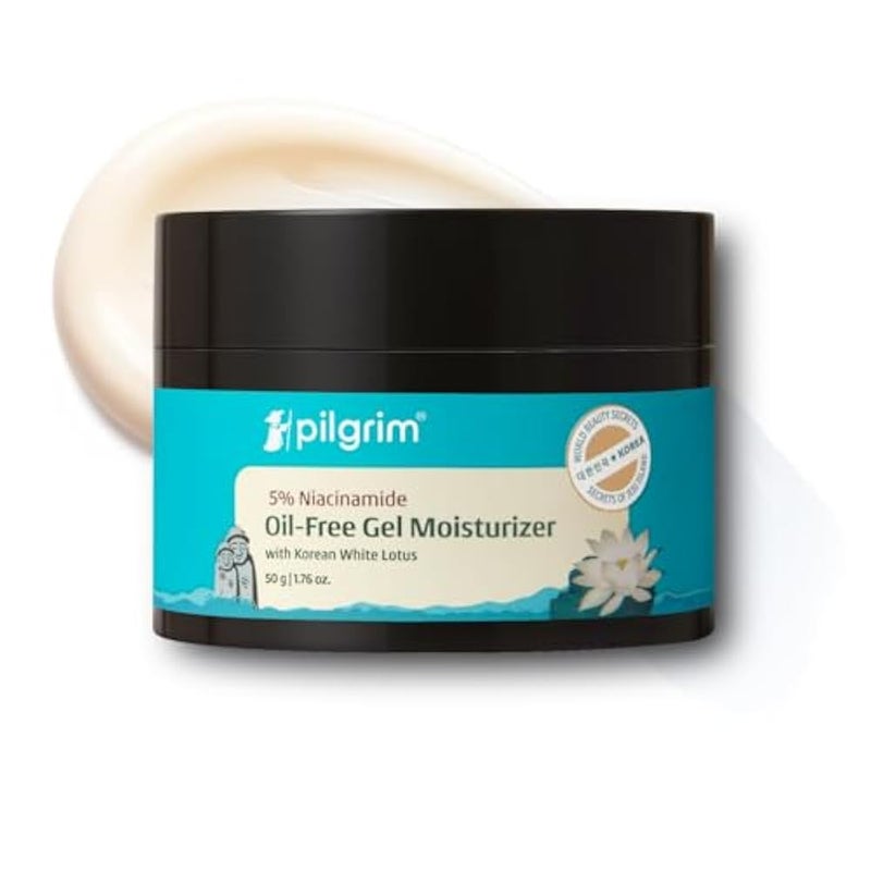 Pilgrim Korean Oil free Gel Moisturizer for oily skin with Hyaluronic Acid & Willow Bark Extracts | Moisturiser for face | Suitable for Oily & Acne-Prone Skin| Men & Women | Korean Skin Care | 50gm - Image 1