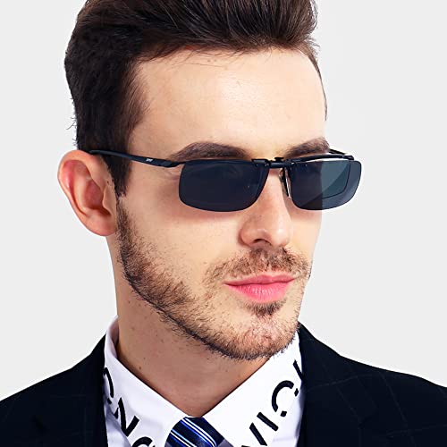 Junsika Polarized Clip On Night Driving Sunlasses for Prescription Glasses Men Women Flip Up Rimless Yellow Sunlasses UV400 Protection - Image 3