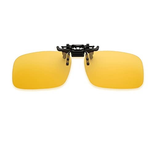 Junsika Polarized Clip On Night Driving Sunlasses for Prescription Glasses Men Women Flip Up Rimless Yellow Sunlasses UV400 Protection - Image 1