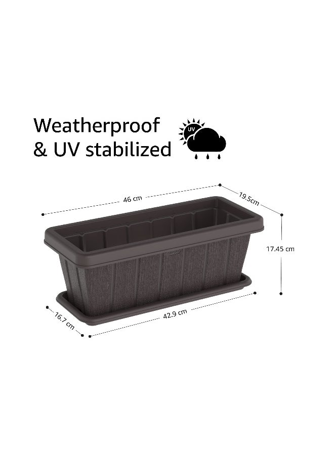 Cosmoplast 18" Cedargrain Rectangular Planter with Tray  - Image 2