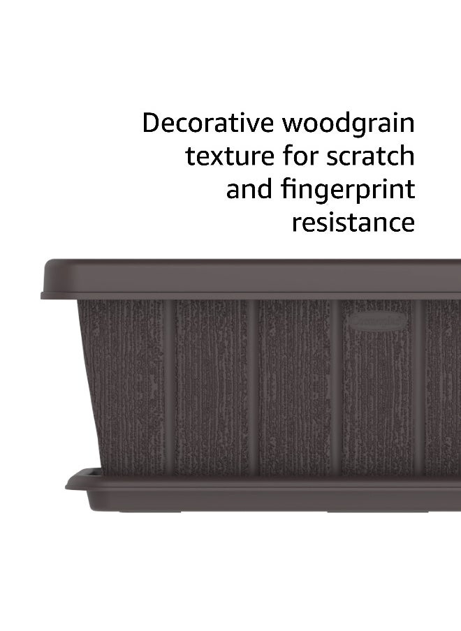 Cosmoplast 18" Cedargrain Rectangular Planter with Tray  - Image 3