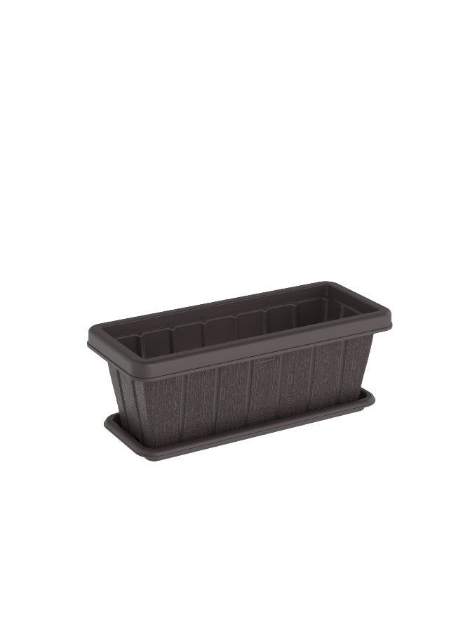 Cosmoplast 18" Cedargrain Rectangular Planter with Tray  - Image 4