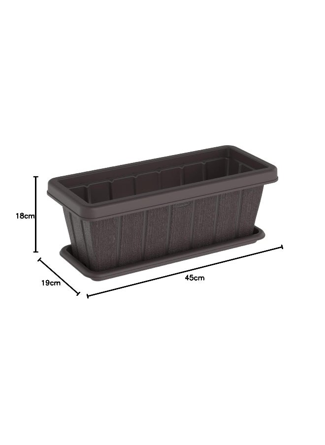 Cosmoplast 18" Cedargrain Rectangular Planter with Tray  - Image 5