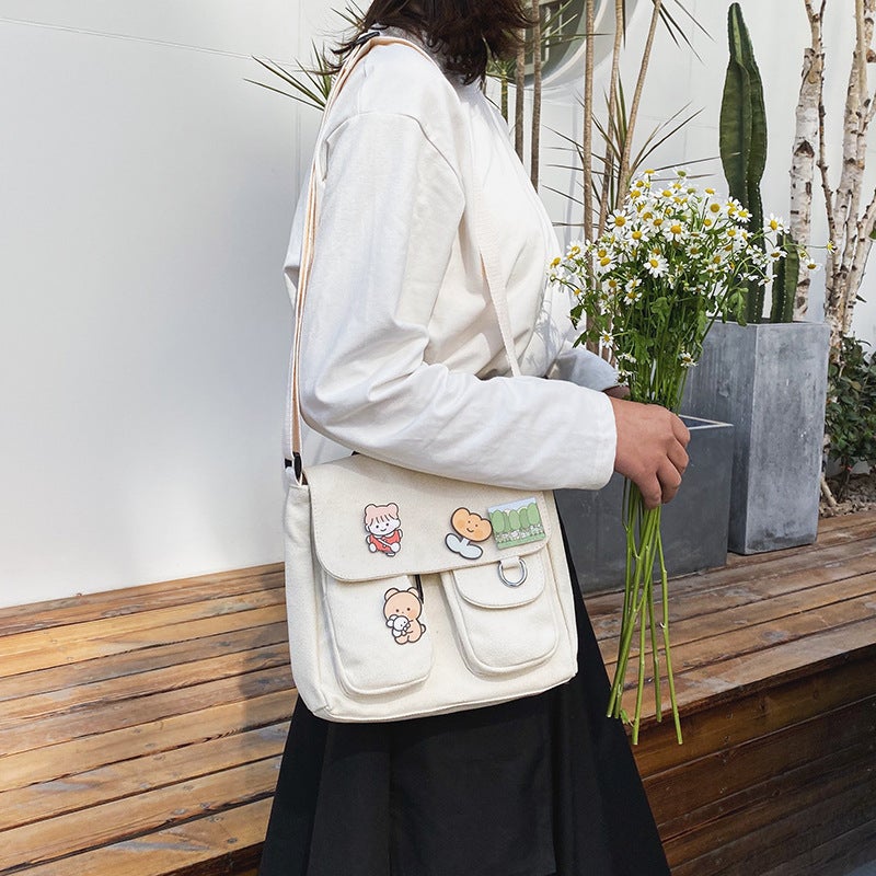 Japanese-Style Harajuku Cute Antique Girl Crossbody Bag Ulzzang Korean-Style Ins Student Canvas Bag Women'S Messenger Bag - Image 3