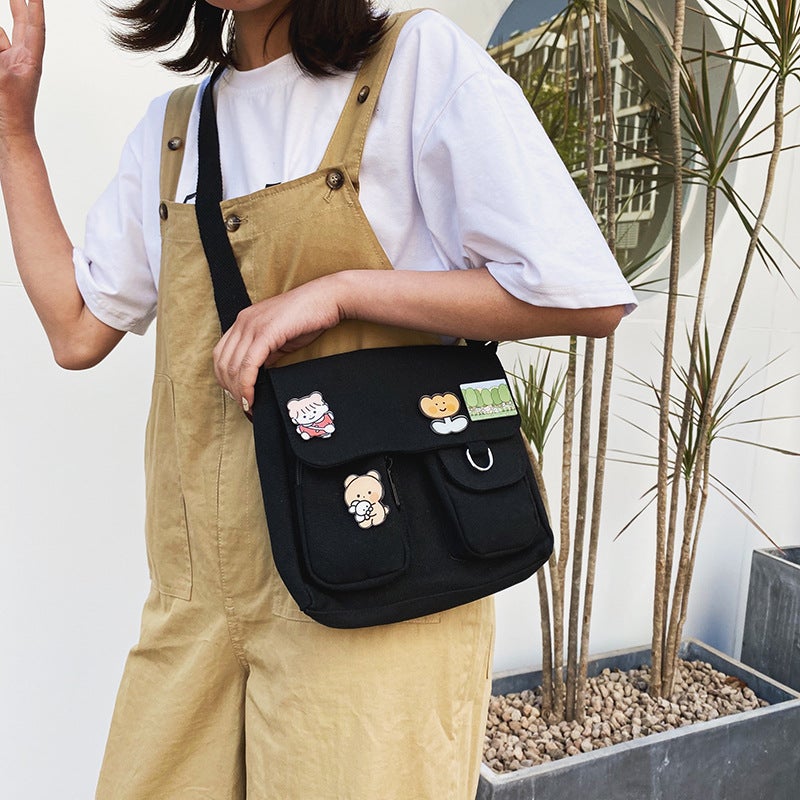 Japanese-Style Harajuku Cute Antique Girl Crossbody Bag Ulzzang Korean-Style Ins Student Canvas Bag Women'S Messenger Bag - Image 5