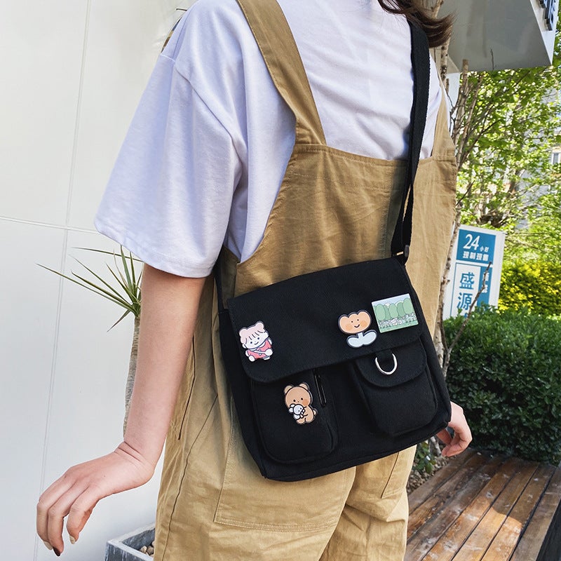 Japanese-Style Harajuku Cute Antique Girl Crossbody Bag Ulzzang Korean-Style Ins Student Canvas Bag Women'S Messenger Bag - Image 4