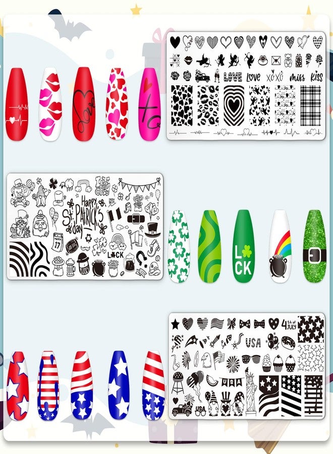Whaline 6Pcs All Holiday Nail Plates Stamping Set Fall Halloween Winter Christmas Stamp Templates Nail Art Plates for DIY Print Manicure Salon Design Gift - Image 4