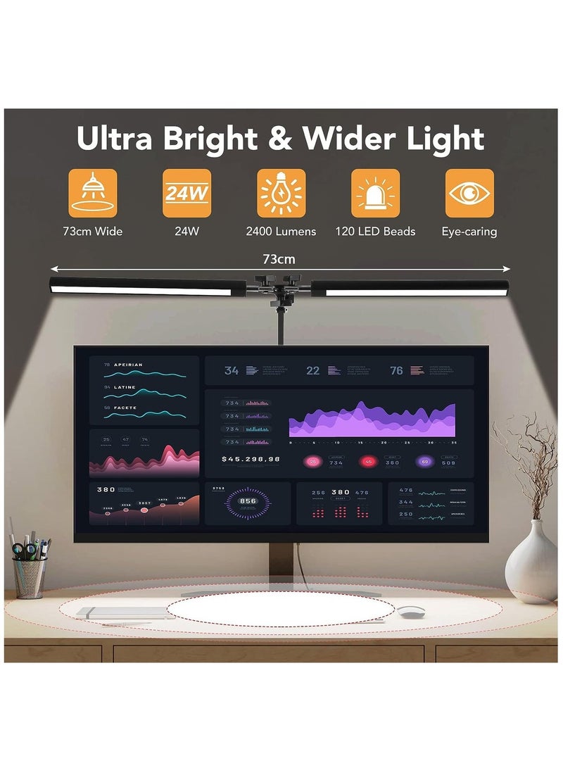 فورتي مصباح مكتب ذو رأس مزدوج، مصباح طاولة LED بقوة 24 واط مع 5 مستويات سطوع قابلة للتعديل و5 أوضاع لون، مصابيح مكتب للعمل على طاولة العمل/الشاشة/المنزل/القراءة/المكاتب/غرف النوم/المهاجع - Image 4