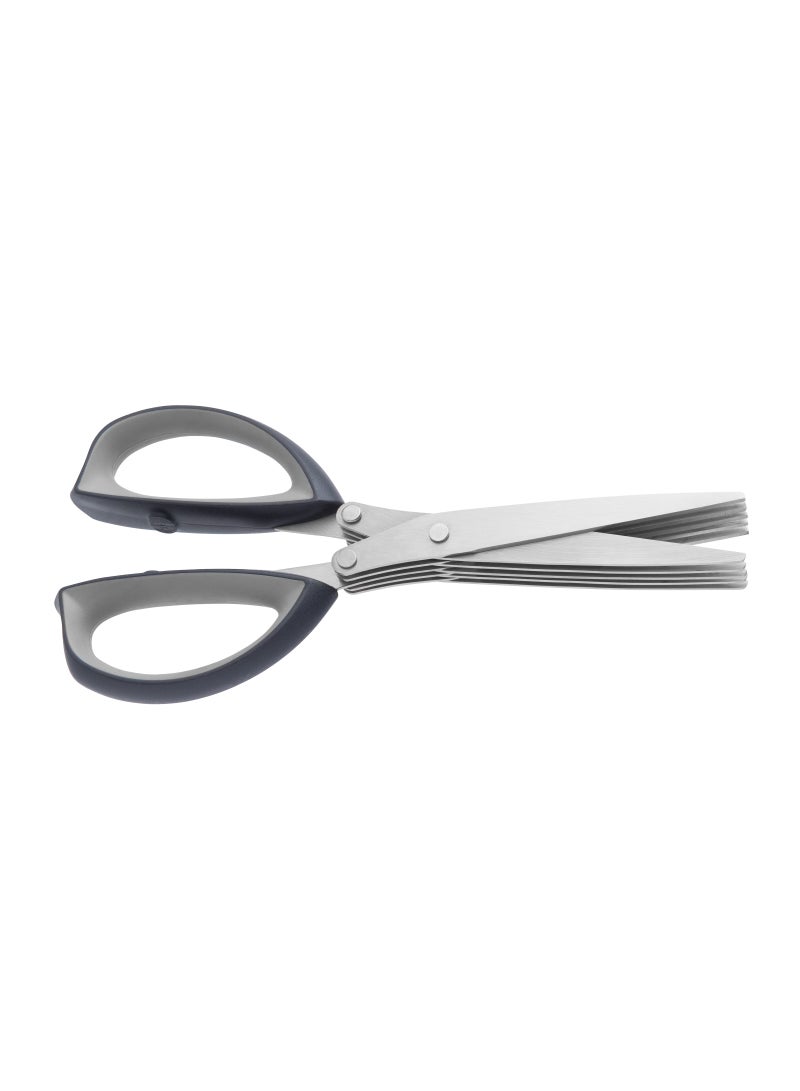 بيرجوف بيرجهوف – مقص رمادي متعدد الشفرات 20,50 سم، مع فرشاة 7,5×2,5 سم لتنظيف الشفرات – 5 شفرات لتبسيط تقطيع جميع أنواع الأعشاب – شفرة ستانلس ستيل – منتج بلجيكي - Image 1