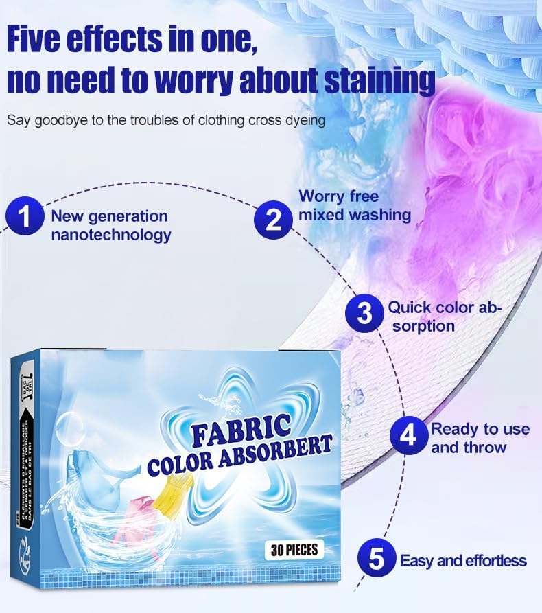 Temp resistant Dryer Sheets, Prevent Color Bleeds Runs Absorber Laundry Sheets, Anti Dyeing Clothes, Clothing Color Absorbing Paper Mite Removal Color Trapping Sheets for Home Apartment Use(1 Box/30Pcs) Medium weight - Image 5