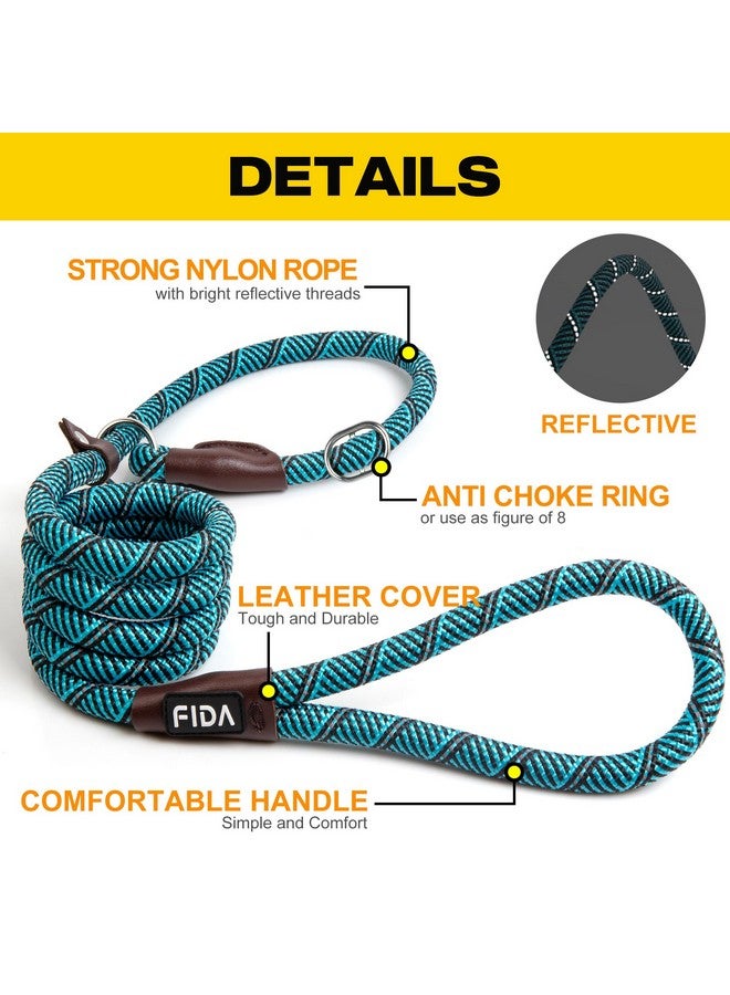 Fida Durable Slip Lead Dog Leash, 6 FT x 1/2" Heavy Duty Loop Comfortable Strong Rope Leash for Large, Medium Dogs, No Pull Pet Training with Highly Reflective, Blue - Image 1