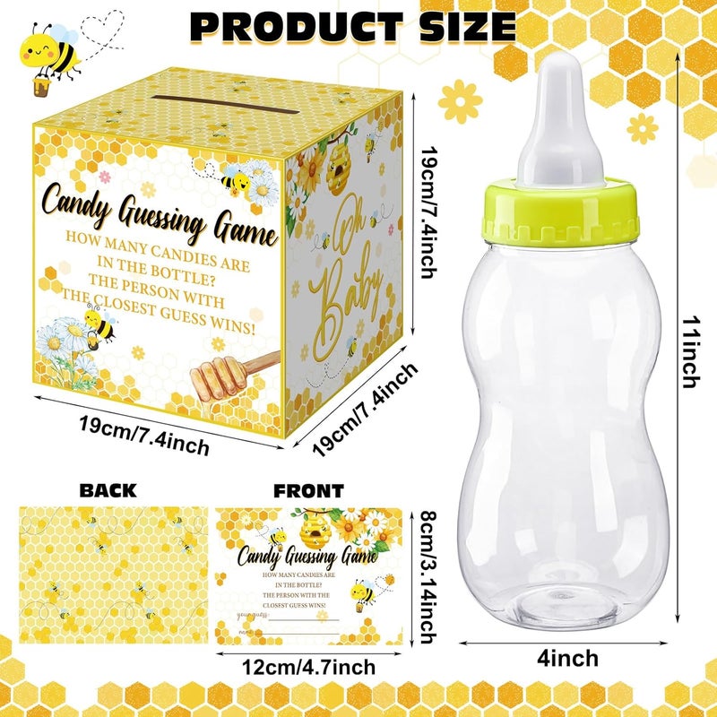 Glenmal 52 Pcs Baby Shower Games Gift Sets Large Baby Bottle for Shower Game Guess How Many Candies Decorations for Gender Reveal(Sweet As Can Bee) - Image 5