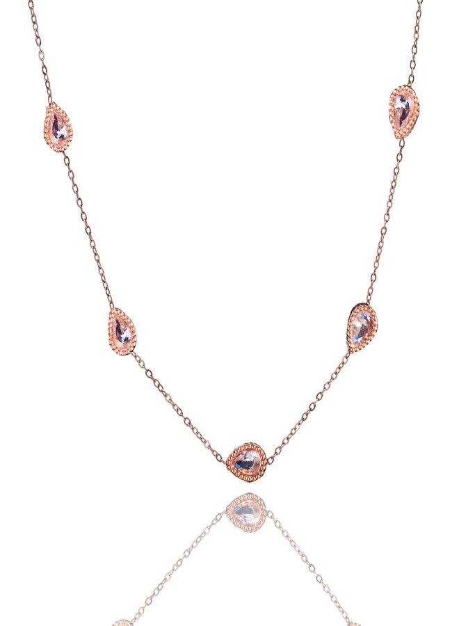 SALTY Anti Tarnish Serenity White Stone Necklace for Women | Stylish Statement Chain | Latest Fashion Jewellery Accessories for Girls | Minimal Jewelry | Ideal for Gifting | Marriage, Birthday | Gift for Valentine Day - Image 1