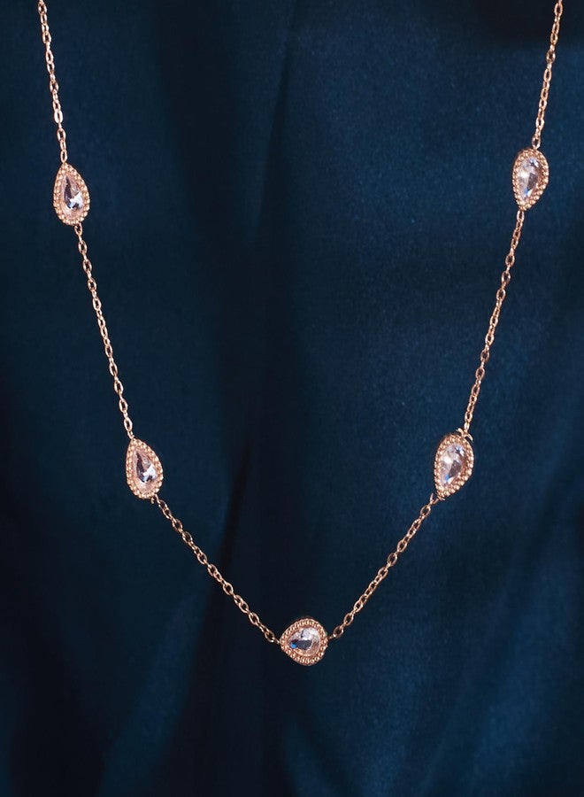 SALTY Anti Tarnish Serenity White Stone Necklace for Women | Stylish Statement Chain | Latest Fashion Jewellery Accessories for Girls | Minimal Jewelry | Ideal for Gifting | Marriage, Birthday | Gift for Valentine Day - Image 4