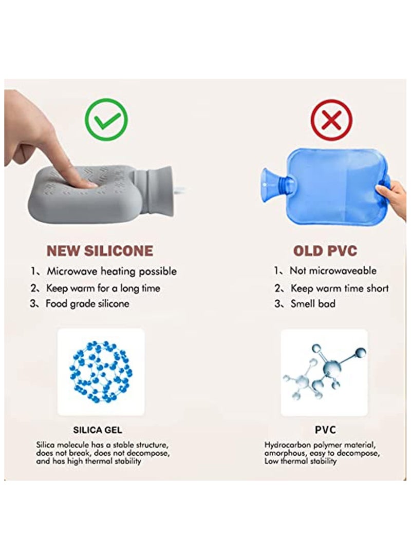 Arabest Hot Water Bottle with Soft Cover,Small Lovely and Reusable Hot Water Bottles Hand Warmers Portable Removeable&Washable Knit Bottle Covers, Microwave Oven Heating Available (Pink) - Image 5