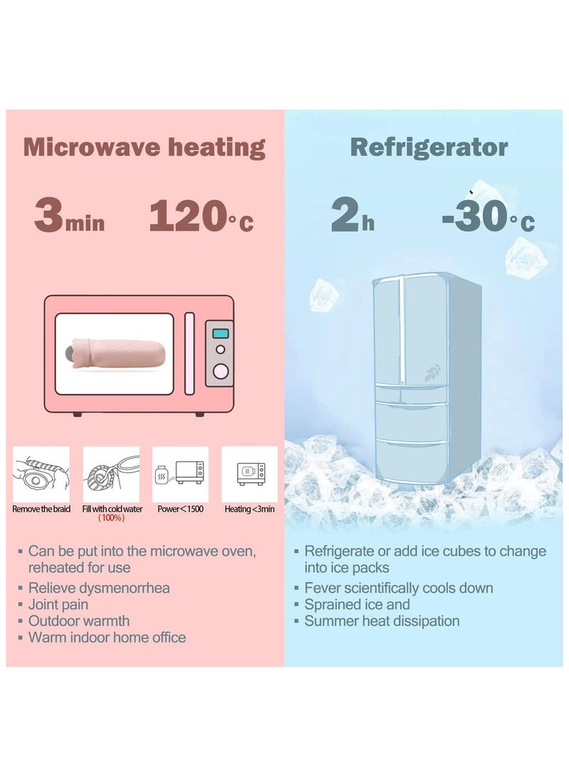 Arabest Hot Water Bottle with Soft Cover,Small Lovely and Reusable Hot Water Bottles Hand Warmers Portable Removeable&Washable Knit Bottle Covers, Microwave Oven Heating Available (Pink) - Image 3