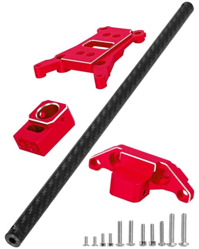 RCHuiWow RC Chassis Brace Kit Upgrades Part for 110 Slash 4x4 LCGSlash 4x4 LCG VXLRustler 4x4Rustler 4x4 VXLAlloy Aluminium wCarbon Fibre Chassis BraceRed - Image 1