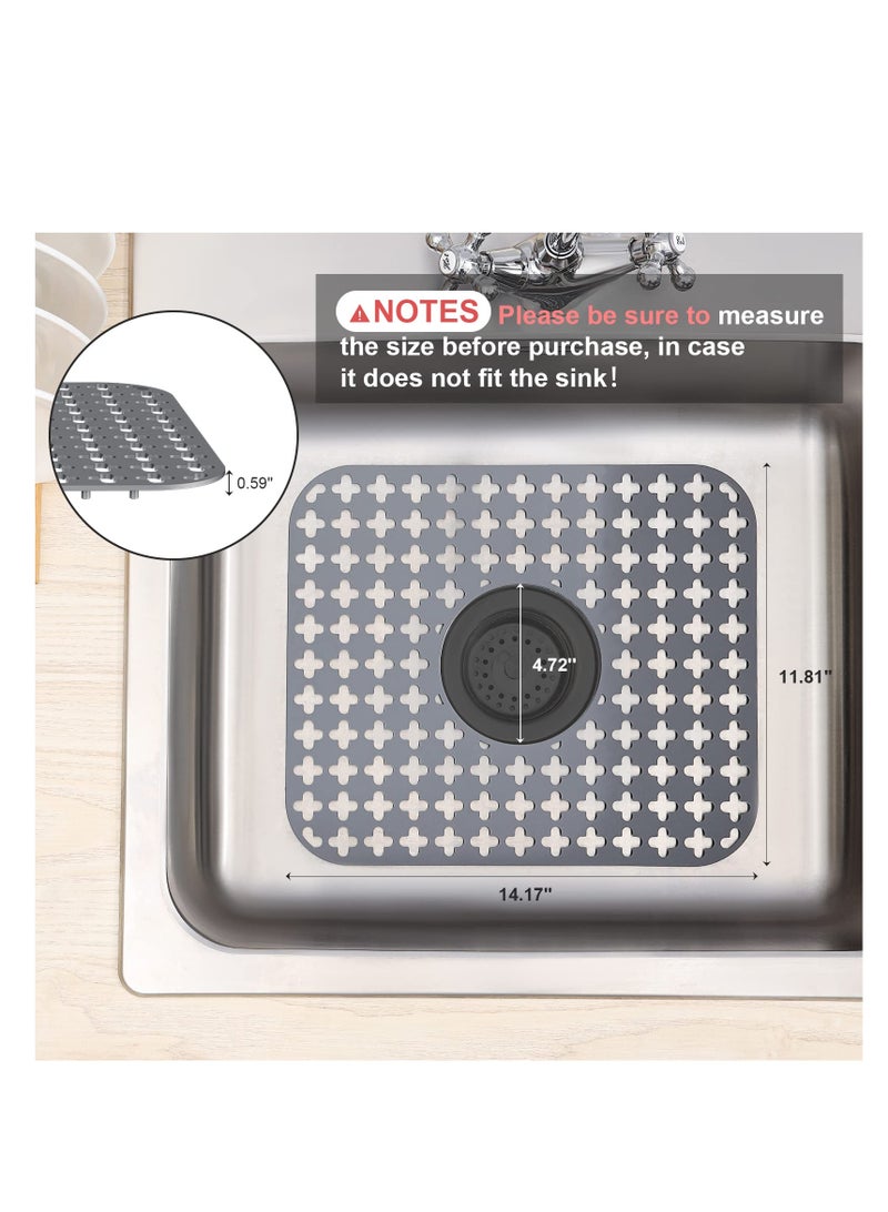 SOLARAE Eco-Friendly PVC Sink Mat for Kitchen, Quick Draining Dish Drying Mat, Heat Resistant Protector for Stainless Steel Sink, Dark Grey, 14.17 x 11.81 inches, 1 Pack. - Image 3