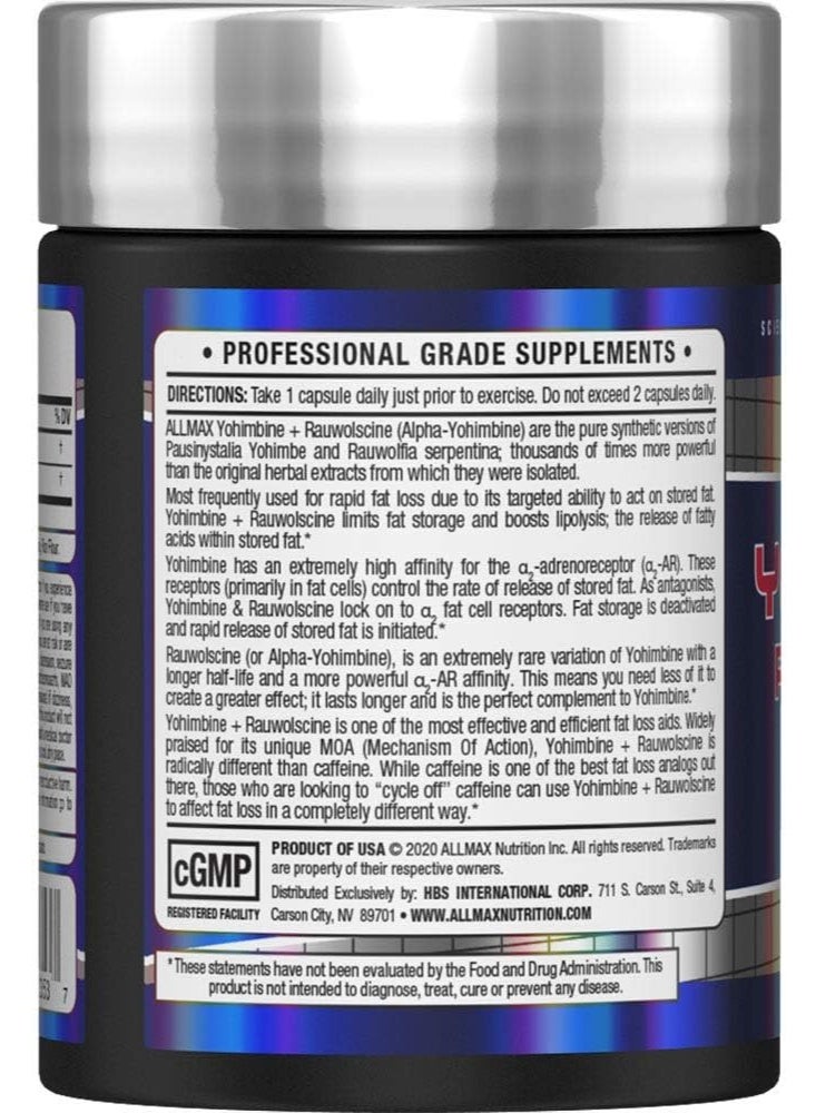 ALLMAX Essentials YOHIMBINE + RAUWOLSCINE - 60 Capsules - Image 5