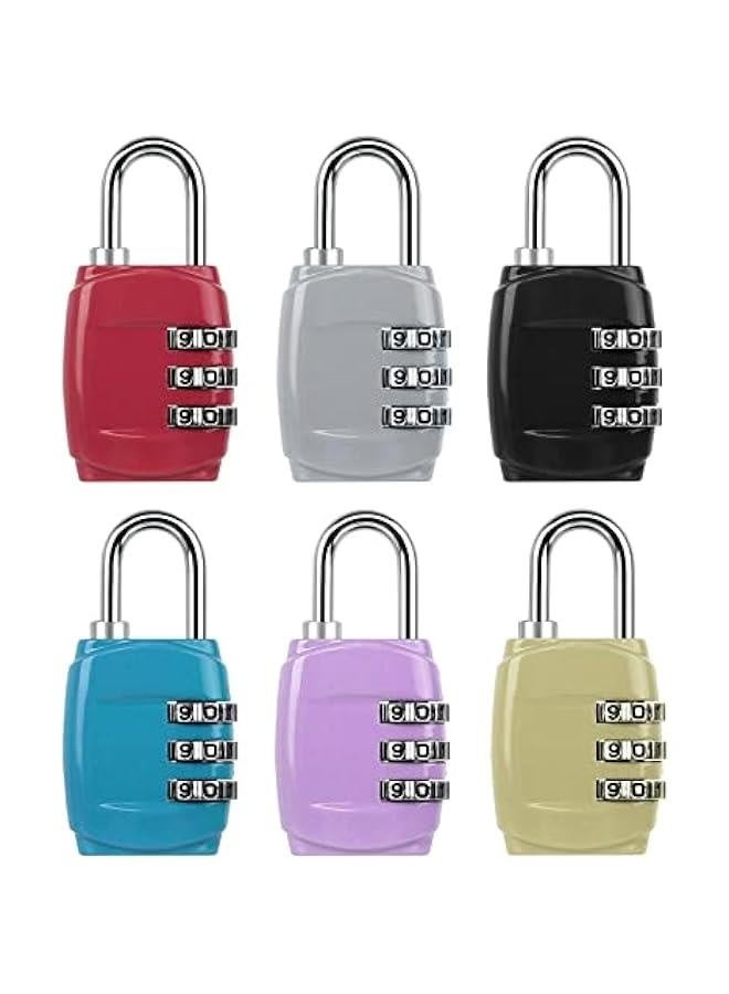 6 PCS Luggage Locks, 3 Digit Combination Lock Suitcase Code Lock Mini Padlock for Luggage Suit Case Travel Bag Gym Locker (6 Colors) - Image 1