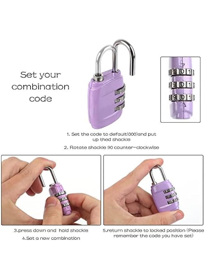 6 PCS Luggage Locks, 3 Digit Combination Lock Suitcase Code Lock Mini Padlock for Luggage Suit Case Travel Bag Gym Locker (6 Colors) - Image 4