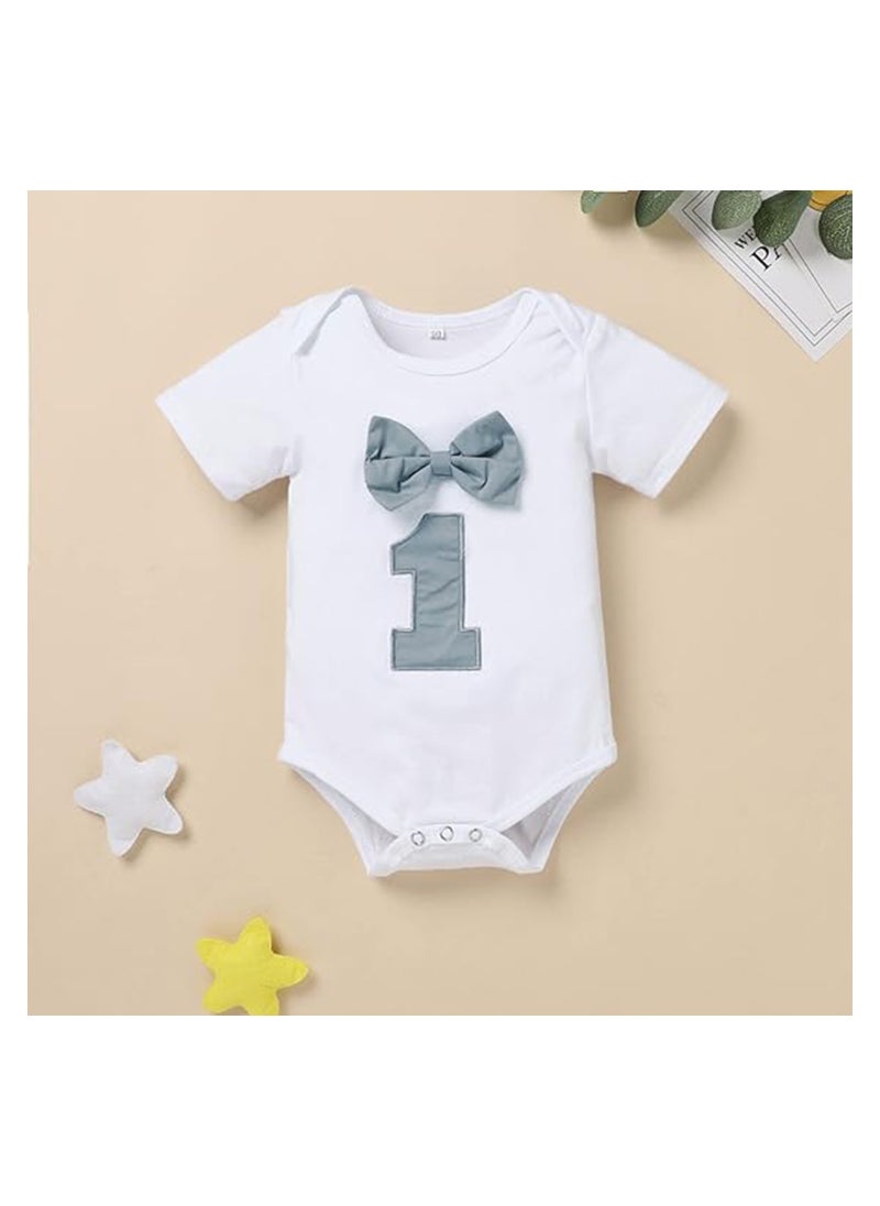Excefore - Baby Boys First Birthday Outfit, Baby Boy Cake Smash Outfit, Suspender and Bloomers Set for Baby Boys 1st Birthday, First Birthday Outfit, Size 80cm - Image 1