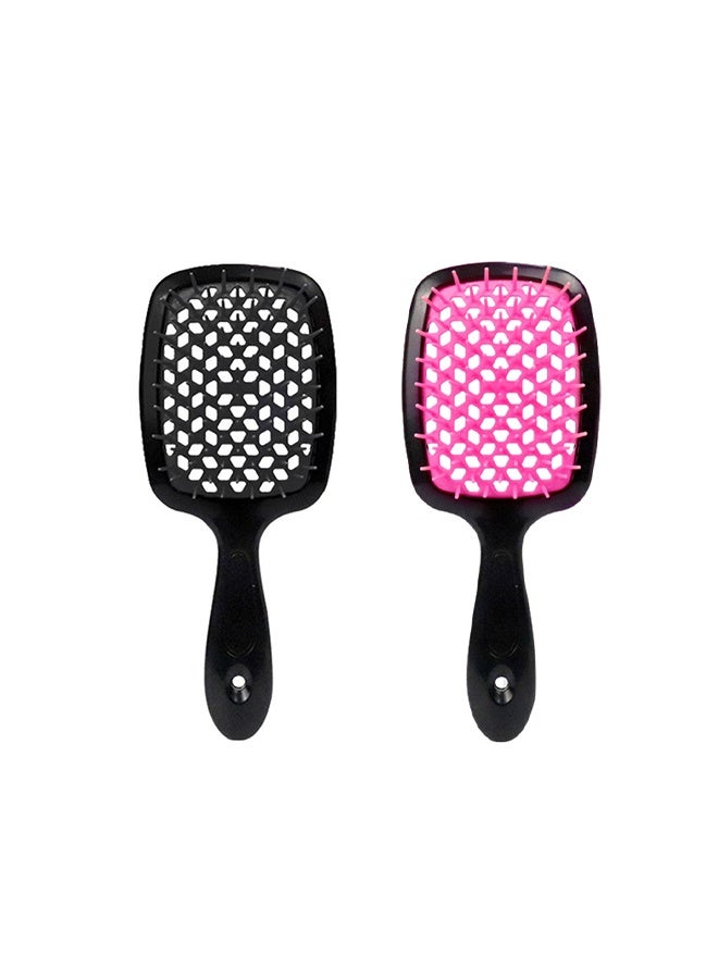 2PCS  Hair Brush - Detangling for Curly, Wet and Dry Hair, Scalp Massage (Pink+Black) - Image 1