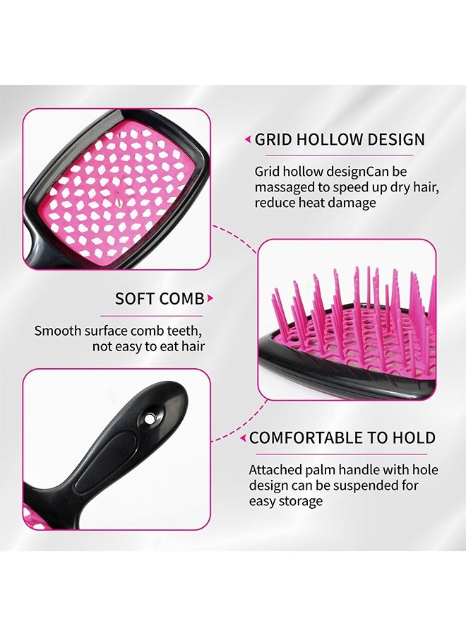 2PCS  Hair Brush - Detangling for Curly, Wet and Dry Hair, Scalp Massage (Pink+Black) - Image 5