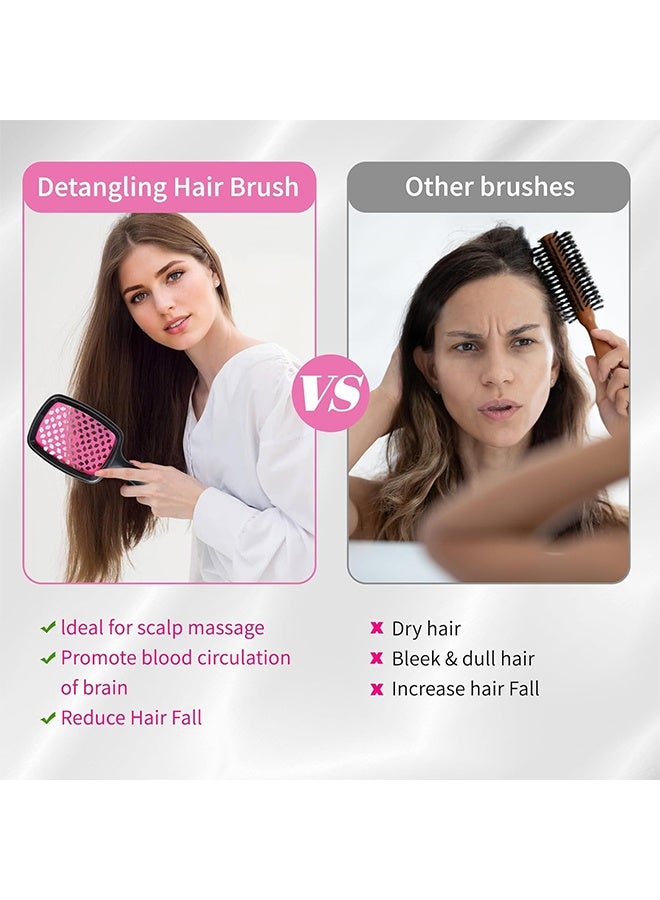 2PCS  Hair Brush - Detangling for Curly, Wet and Dry Hair, Scalp Massage (Pink+Black) - Image 4