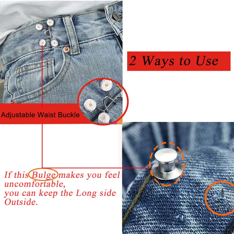 Urmspst 4 Set Pant Waist Tightener, Adjustable Waist Buckle Set, Extra Button for Jeans to Make Tighter, Button Adjuster for Pants, Jeans, Skirts, Sleeves, (Black) - Image 3