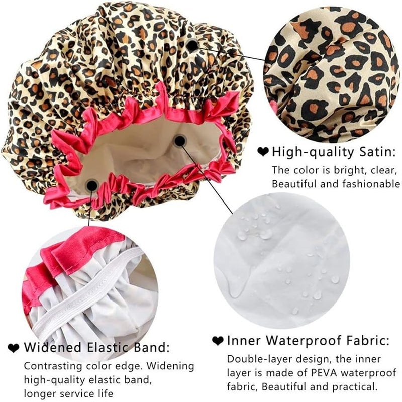 Fashion Double Layer Waterproof Shower Cap - Essential Bathroom Accessory For Hair Care(White stripes) - Image 3