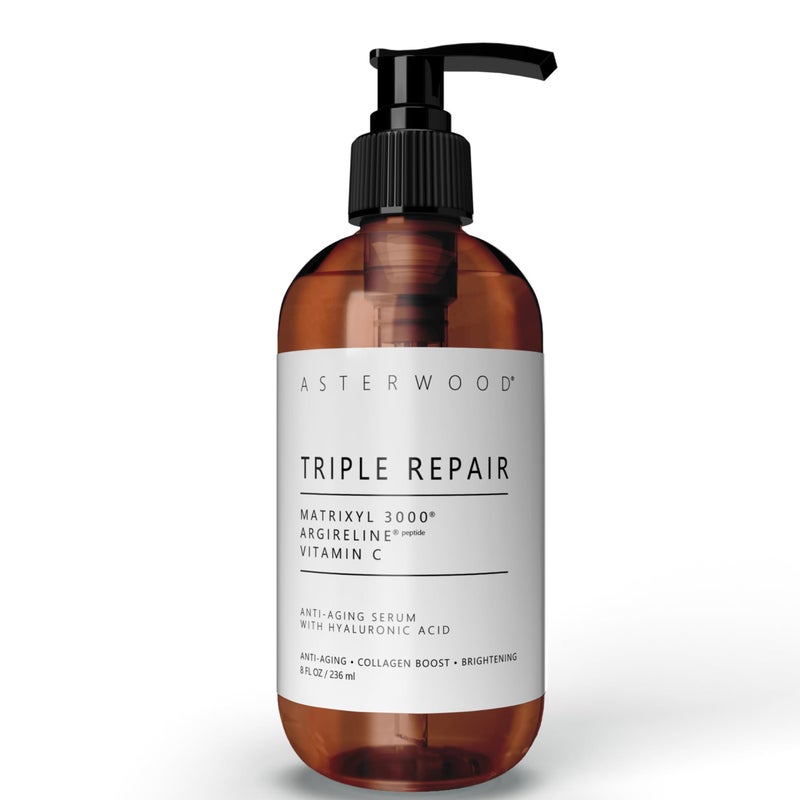 Asterwood Triple Repair Matrixyl 3000 + Argireline + Hyaluronic Acid + Vitamin C Serum for Face - Anti-Aging, Collagen Boosting, Hydrating - Fragrance-Free - 8 Fl Oz - Image 1