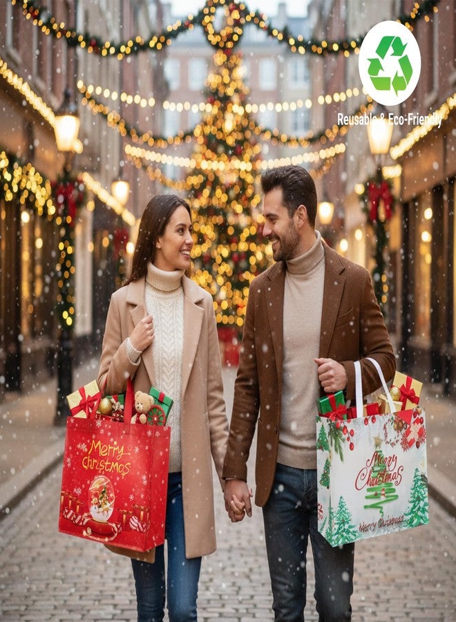 habgp Large Christmas Gift Bags 18 Pack, Reusable Gift Tags Non-Woven Christmas Gift Bags with Handles for Gifts Holiday Xmas Party Gifts Wrapping Shopping Favors - Image 4