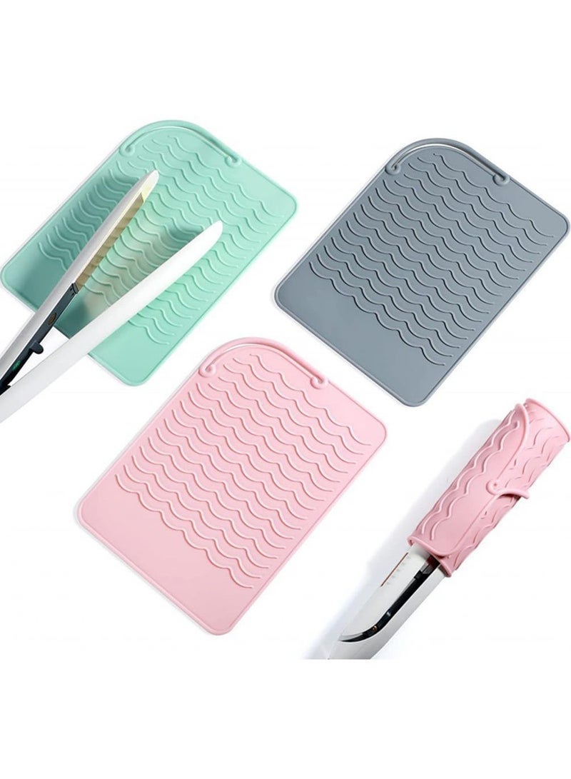 Mmmon 3Pcs Hair Irons Insulation Pad, Portable Travel Hot Tools Pad Cover, Heat Resistant Silicone Mat for All Curling Iron, Hair Straightener, Flat Irons and Hair Styling Tools - Image 1