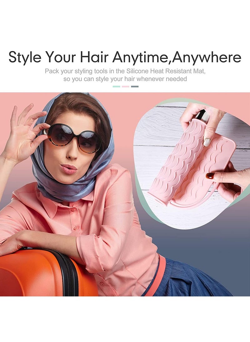 Mmmon 3Pcs Hair Irons Insulation Pad, Portable Travel Hot Tools Pad Cover, Heat Resistant Silicone Mat for All Curling Iron, Hair Straightener, Flat Irons and Hair Styling Tools - Image 5