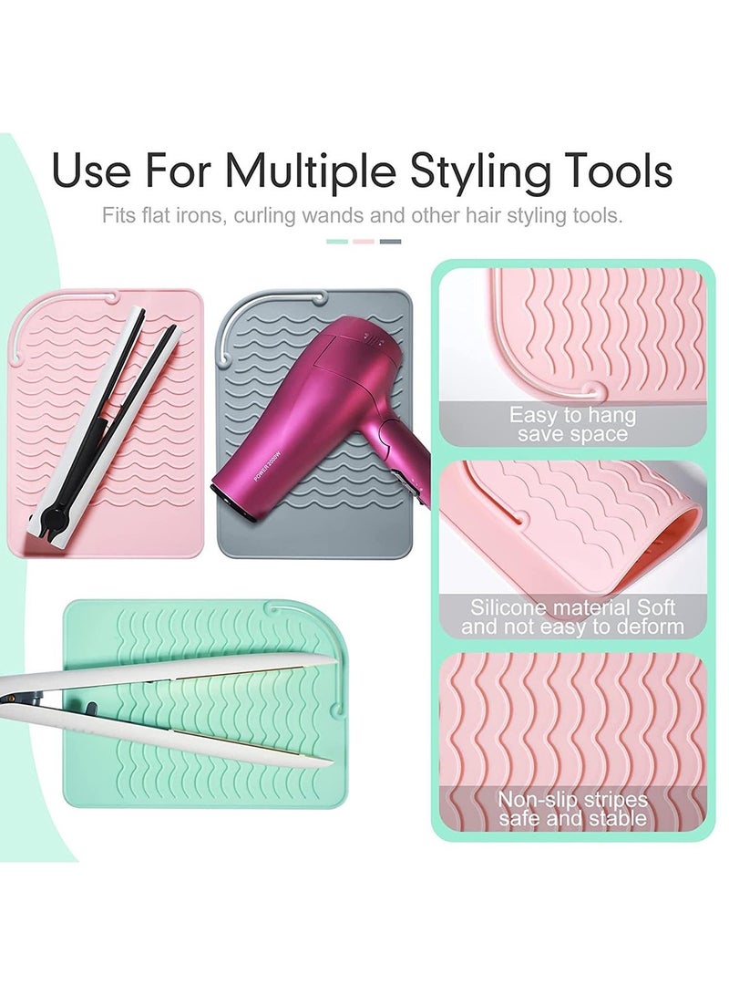 Mmmon 3Pcs Hair Irons Insulation Pad, Portable Travel Hot Tools Pad Cover, Heat Resistant Silicone Mat for All Curling Iron, Hair Straightener, Flat Irons and Hair Styling Tools - Image 4