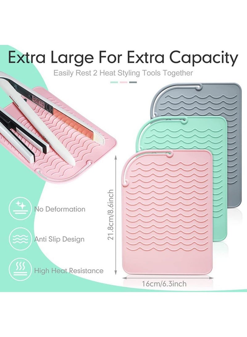 Mmmon 3Pcs Hair Irons Insulation Pad, Portable Travel Hot Tools Pad Cover, Heat Resistant Silicone Mat for All Curling Iron, Hair Straightener, Flat Irons and Hair Styling Tools - Image 3