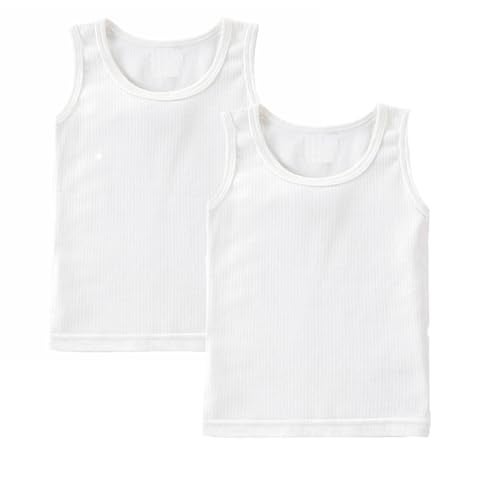 U Care UCARE Kid's Cotton Regular Fit Thermal Upper/Winter Wear/Warmer Vest For Girls and Boys, Sando Style, 2 Upper (White, 3-6 Months) - Image 1